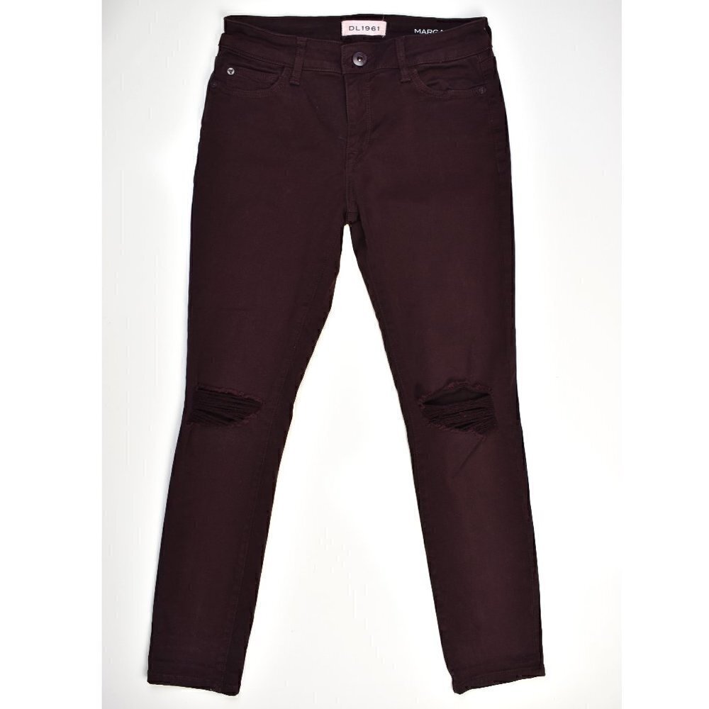 DL1961 Margaux Instasculpt Ankle Skinny Jeans Distressed Malbec Burgundy…